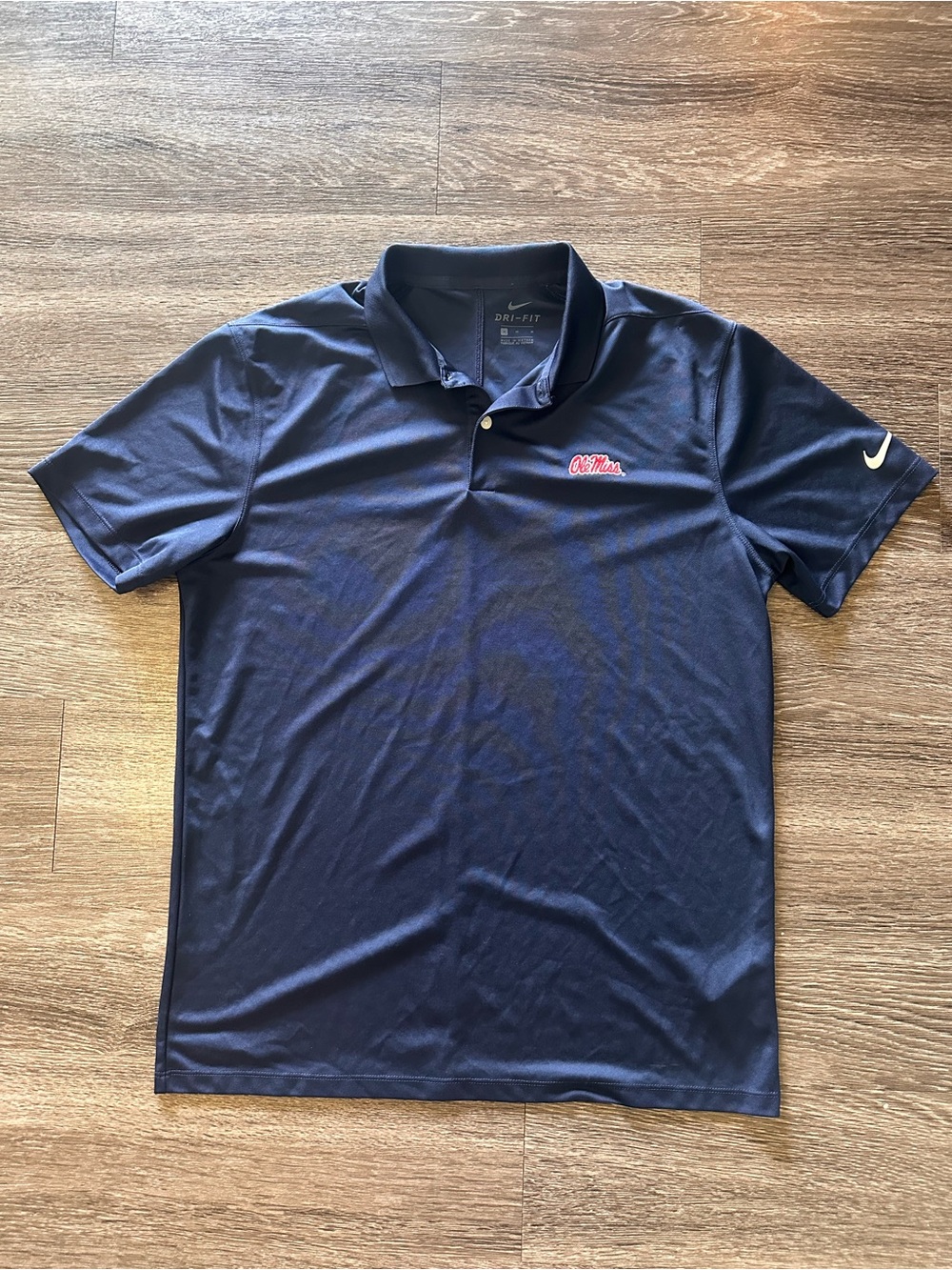 Nike Dri-FIT Ole Miss Navy Polo Shirt Men’s M Short Sleeve Breathable Golf